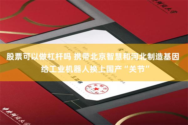 股票可以做杠杆吗 携带北京智慧和河北制造基因  给工业机器人换上国产“关节”